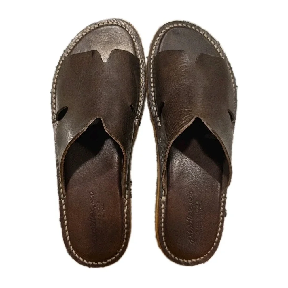 NICE Astorflex Haichflex Brown Leather Sandals Size 44 Made In Italy Vera Pelle